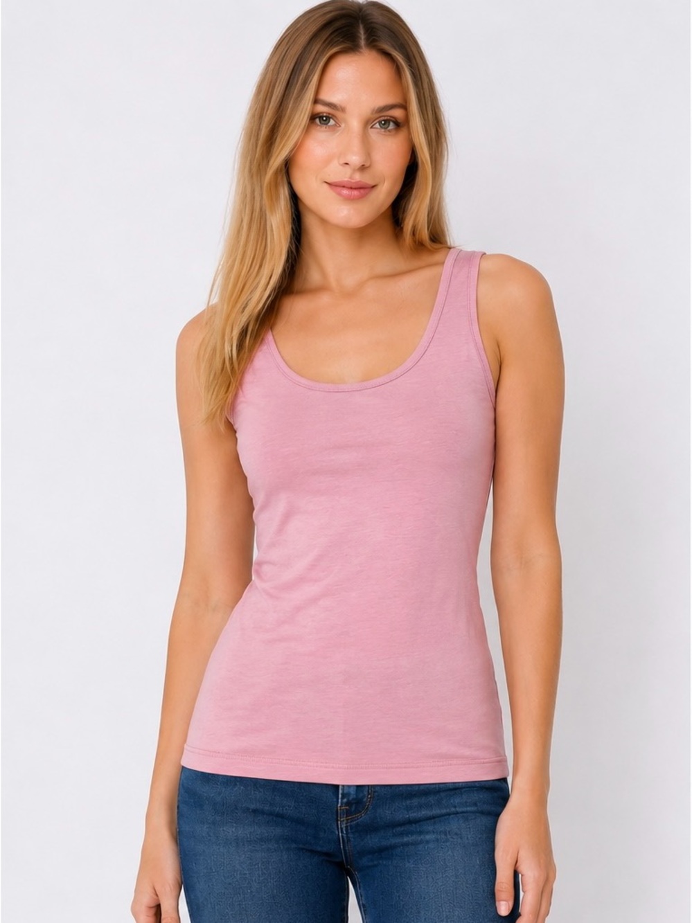 Ann Taylor LOFT Dusty Rose Stretch Tank Top | Scoop Neck | Size M